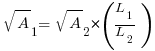   sqrt A_1 =  sqrt A_2 * ( L_1 / L_2 )