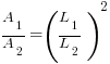  A_1/A_2 = ( L_1 / L_2 )^2