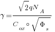gamma ={sqrt{2}{qN_A }}/{C_ox circ sqrt { {Phi_s} }} 