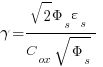 gamma ={sqrt{2}{{Phi_s}{varepsilon_s} } }/{{C_ox}{sqrt{ {Phi_s}} }} 
