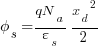 {phi_s} = {{qN_a}/{varepsilon_s}}  {{x_d}^2}/2