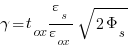 gamma = t_ox {{varepsilon_s}/{varepsilon_ox}} {sqrt{2 Phi_s }}