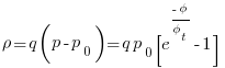  {rho}= q(p-p_0)=q{p_0}[e^{{-phi}/{phi_t}}-1] 