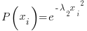   P(x_i) = e^{-lambda_2{x_i}^2} 