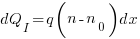 {dQ_I}={q}{(n-n_0)}{dx}