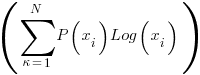 (sum{kappa=1}{N}{{P(x_i)} Log({x_i})  })