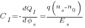 {C_I}=-{dQ_I}/{{d}{phi_s}}={{q}{(n_s-n_0)}} /E_s