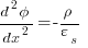 {{d^2{phi}}/dx^2} = -{rho}/{varepsilon_s} 