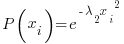   P(x_i) = e^{-lambda_2{x_i}^2} 