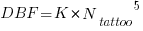 DBF = K * {N_tattoo}^5